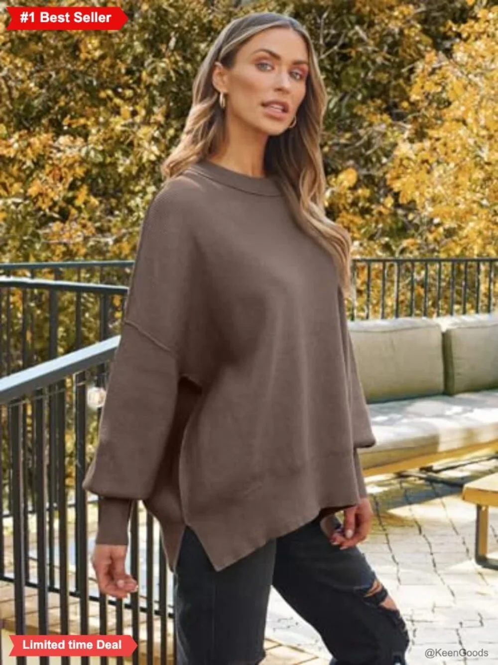 Oversized Crewneck Sweater Women Fall Winter Tunic Pullover Loose Fit